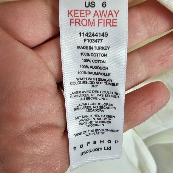 Topshop size 6 cutout back & sides white cottom shirt dress NWT Poplin midi - Picture 7 of 8